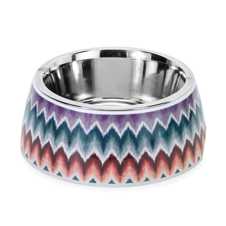 BASIL Zig Zag Pet Feeding Bowl, Stainless Steel & Melamine