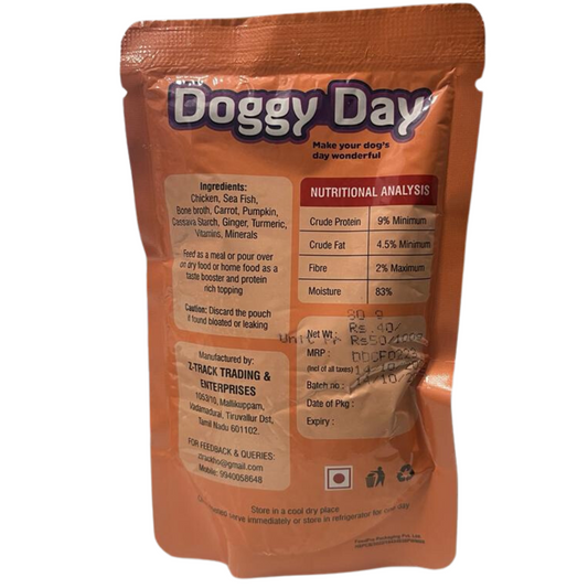 Doggy Day Pour Over Meaty Fest (Chicken & Fish)Dog Food 80g.