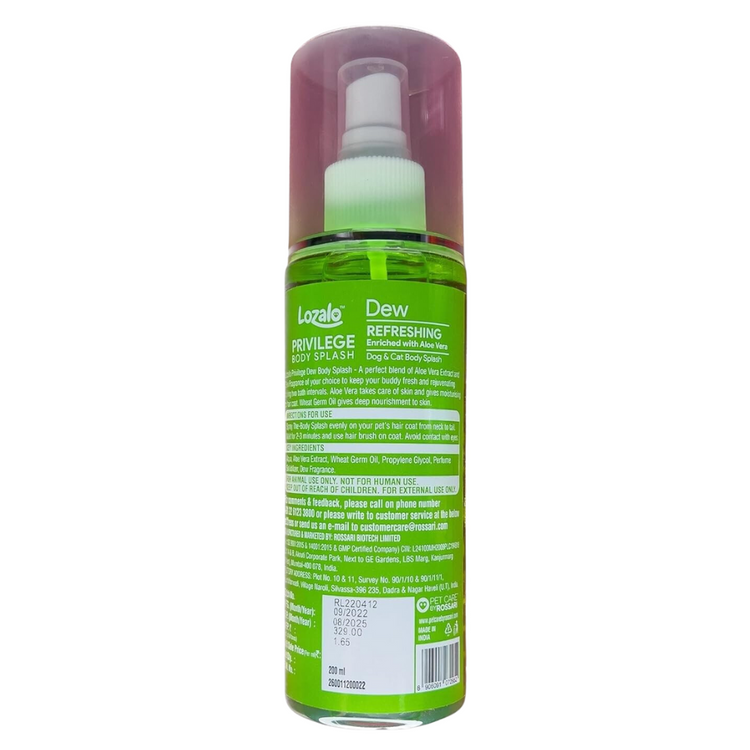 Lozalo Privilege Body Splash Refreshing Dew for Dogs & Cats 200ml.
