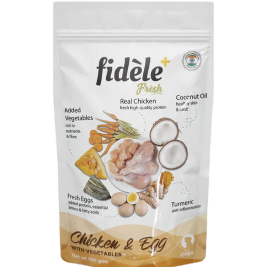 Fidele Fresh Chicken & Egg With Vegetables Dog Gravy Pouch 100 gm