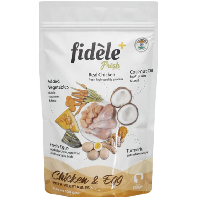 Fidele Fresh Chicken & Egg With Vegetables Dog Gravy Pouch 100 gm