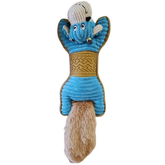 Poochles Squeak At The Tail Plush Dog Toy Blue Cow