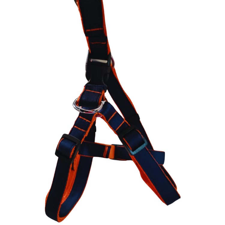 Pet's Pot Pet Walk Premium Step In Harness Navy Blue with Orange - Medium