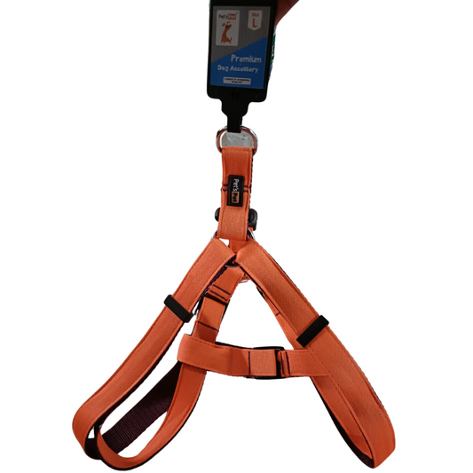 Pet's Pot Pet Walk Premium Step In Harness Orange With Plum - Large