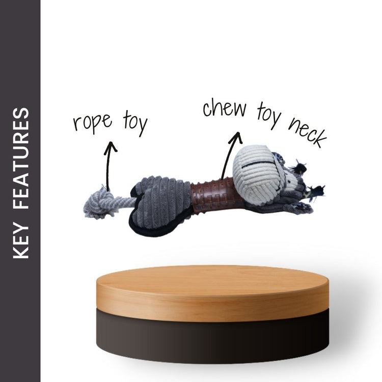 Poochles Squeak Plush With Rope Tail Dog Toy (Assorted)