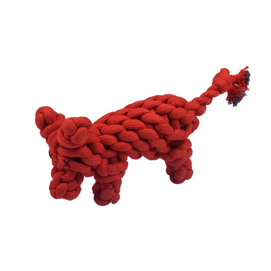 Poochles Braided Repurposed Pig Shaped Rope Dog Toy