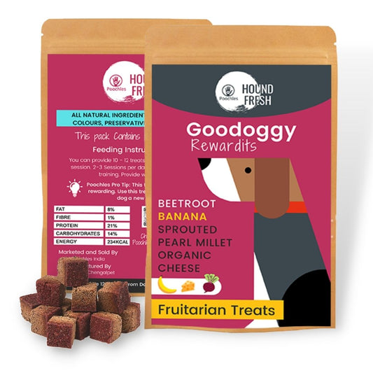 Poochles Goodoggy Rewardits | Fruitarian Dog Treats (Banana & Beetroot)