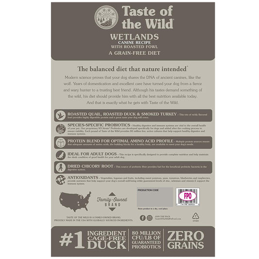 Taste Of The Wild Wetlands Canine Dry Dog Food (Wild Fowl) -2 Kgs