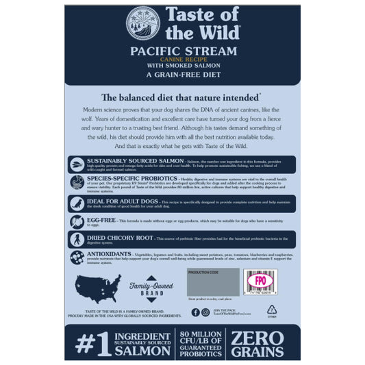 Taste Of The Wild Pacific Stream Canine Dry Dog Food (Smoked Salmon) - 2Kgs