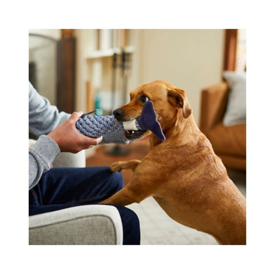 Poochles Funky Whale Bone With Rope Dog Toy - For Large And Giant Breeds