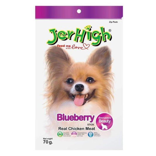 JerHigh Blueberry Stick with Real Chicken Dog Treat 70 Gm - 2Nos