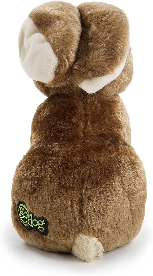 goDog Wildlife Rabbit Squeaky Plush Dog Toy, Chew Guard Technology - Brown, Large