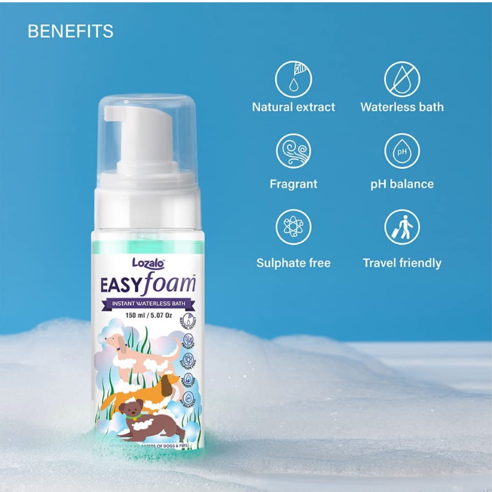 Lozalo Easy Foam Waterless Bath for Dogs Adult & Puppies All Breeds 150ml.