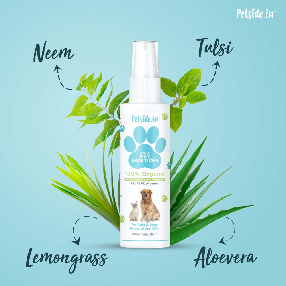 Petside.in Pet Sanitizer 100% Organic 100ml. for Dogs & Cats 2nos.