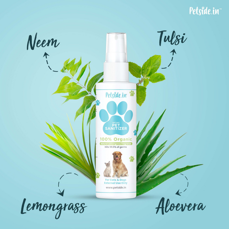 Petside.in Pet Sanitizer 100% Organic 100ml. for Dogs & Cats 2nos.
