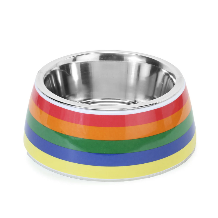 BASIL Pride Rainbow Pet Feeding Bowl, Stainless Steel & Melamine