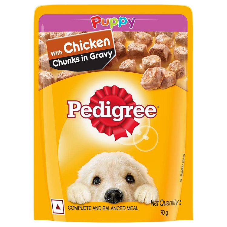 Pedigree Puppy Chicken Chunks Flavour In Gravy 70g.