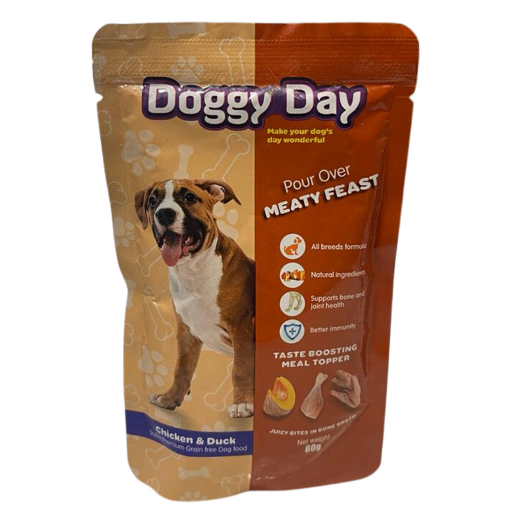 Doggy Day Pour Over Meaty Fest (Chicken & Duck)Dog Food 80g.