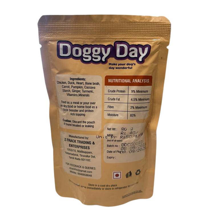 Doggy Day Pour Over Meaty Fest (Chicken & Duck)Dog Food 80g.