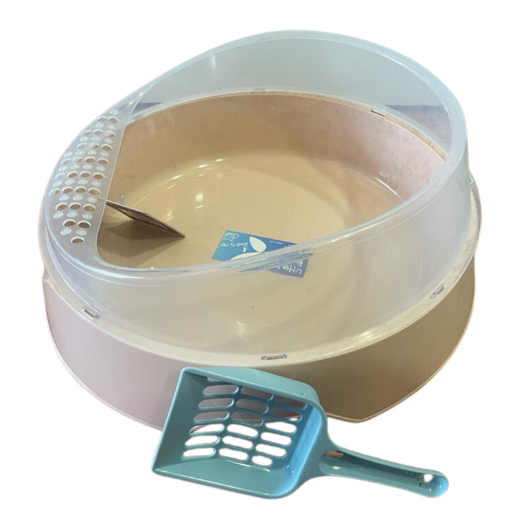 Poochles Cat Litter Tray Round Shape with Rim & Scooper