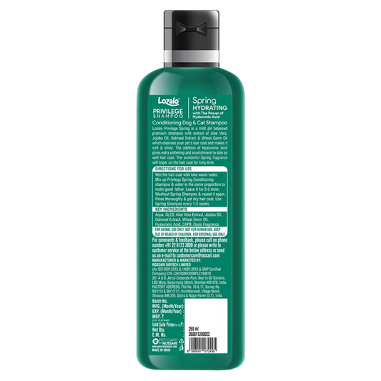 Lozalo Privilege Hydrating Conditioning Shampoo(Spring)for Dogs & Cats 250ml.