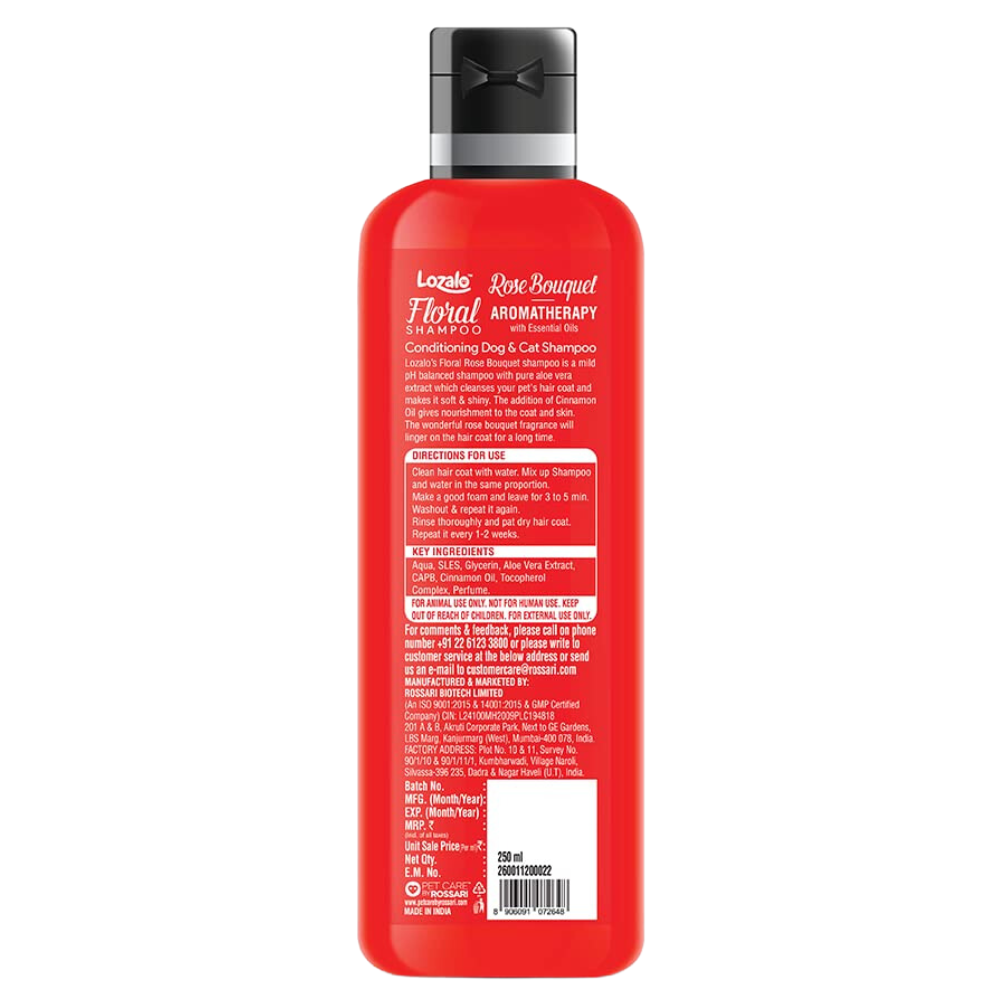 Lozalo Floral Conditioning Shampoo(Rose Bouquet)for Dogs & Cats 250ml.