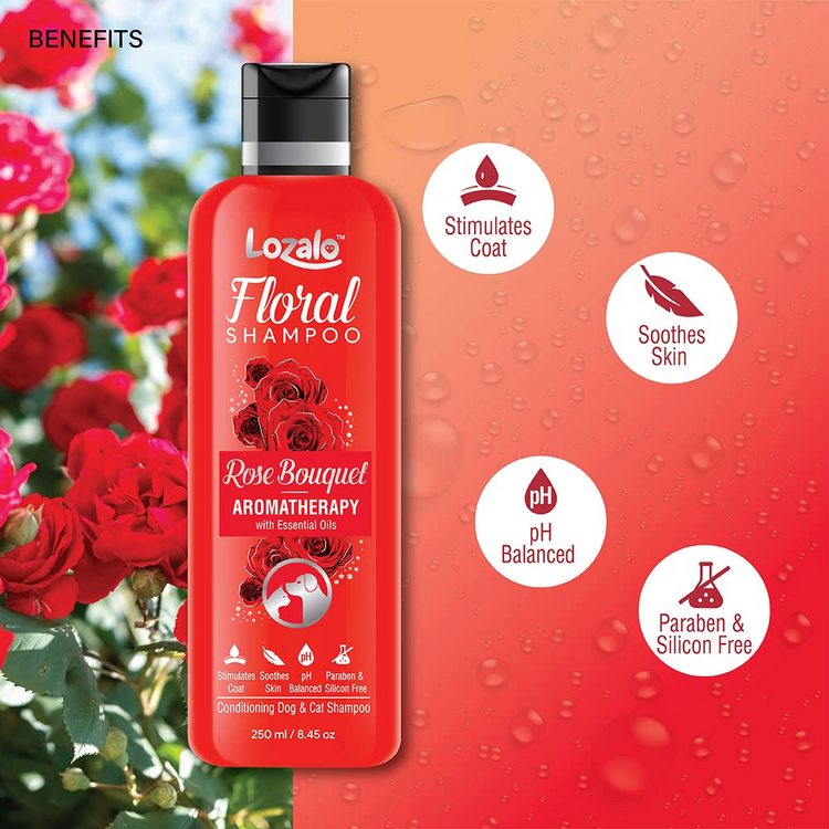 Lozalo Floral Conditioning Shampoo(Rose Bouquet)for Dogs & Cats 250ml.