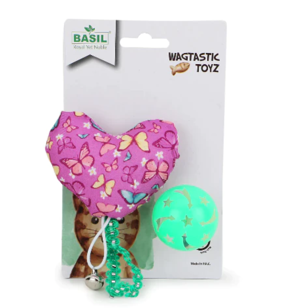 Basil Stuffed Cat NIP Chew With Rattle Ball