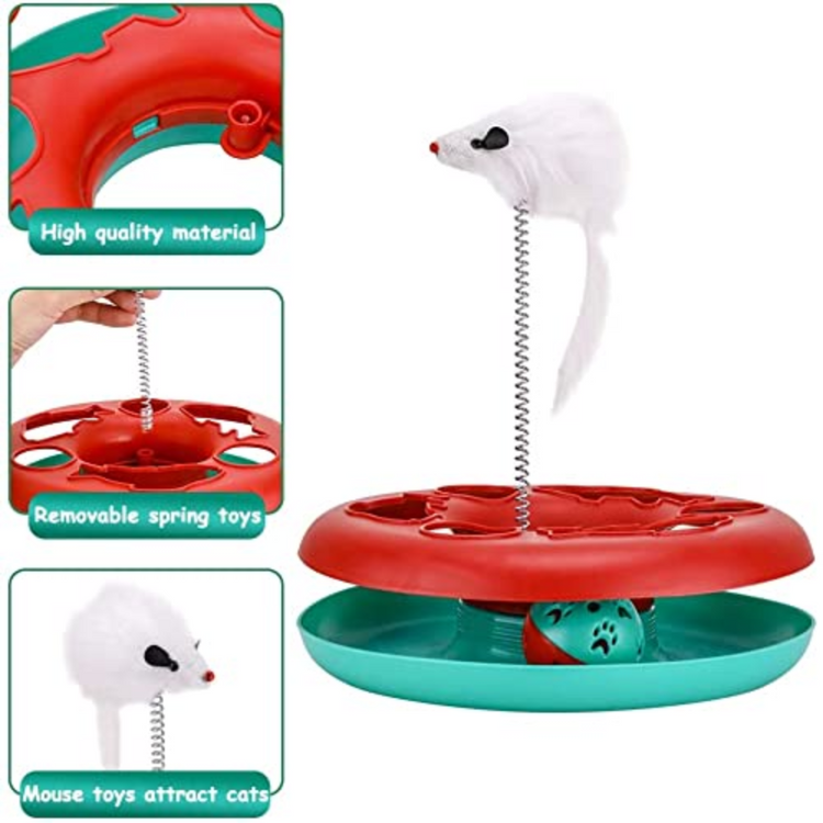 Cat Wheel With Rat On Spring Cat Toy