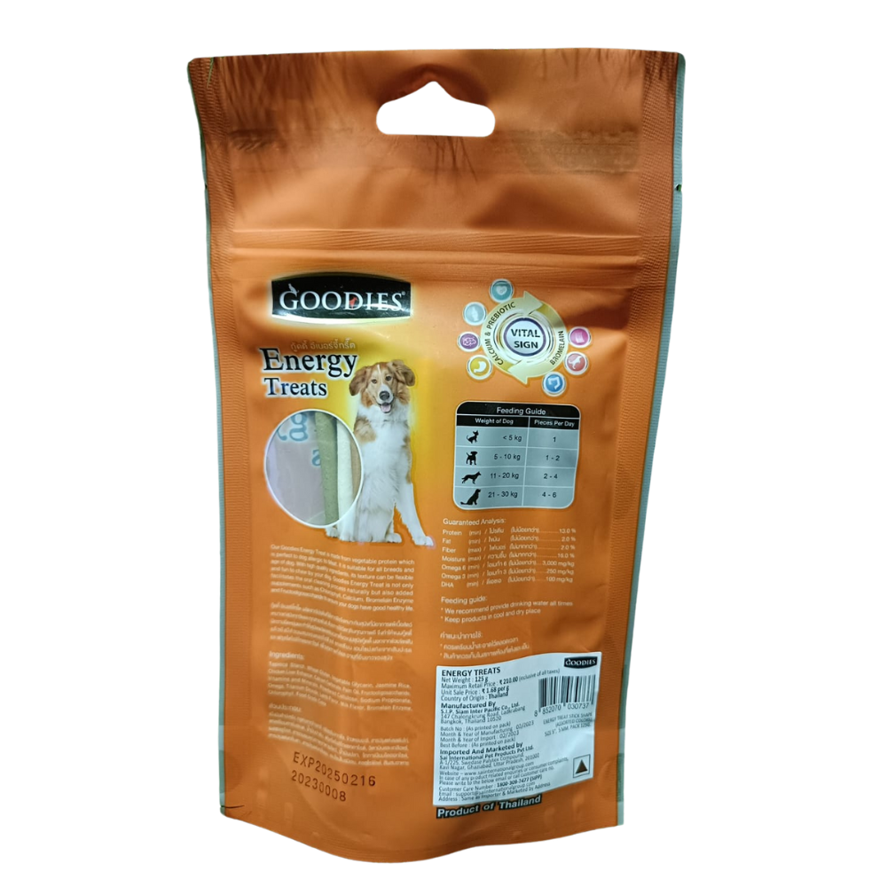 Goodies Calcium Twisted Energy Dog Chew Treat 125gm