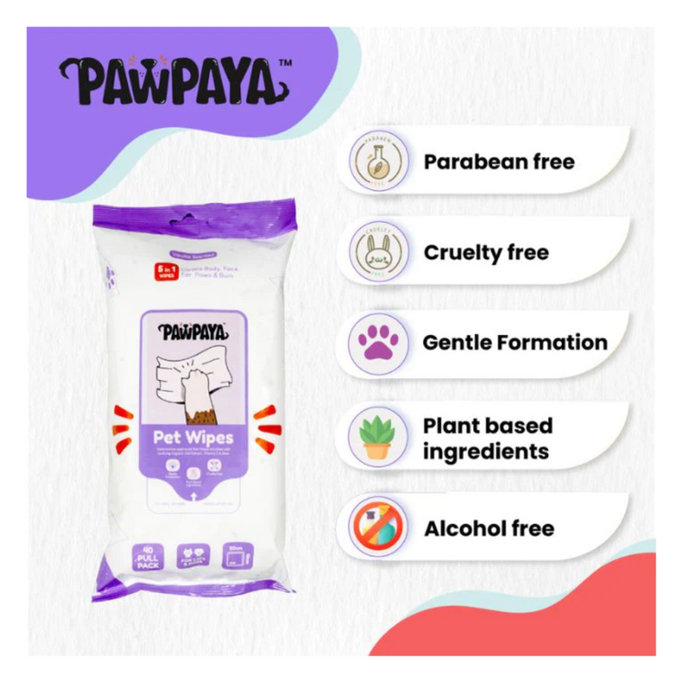 PawPaya Pet Wipes For Cats & Dogs 2Nos.
