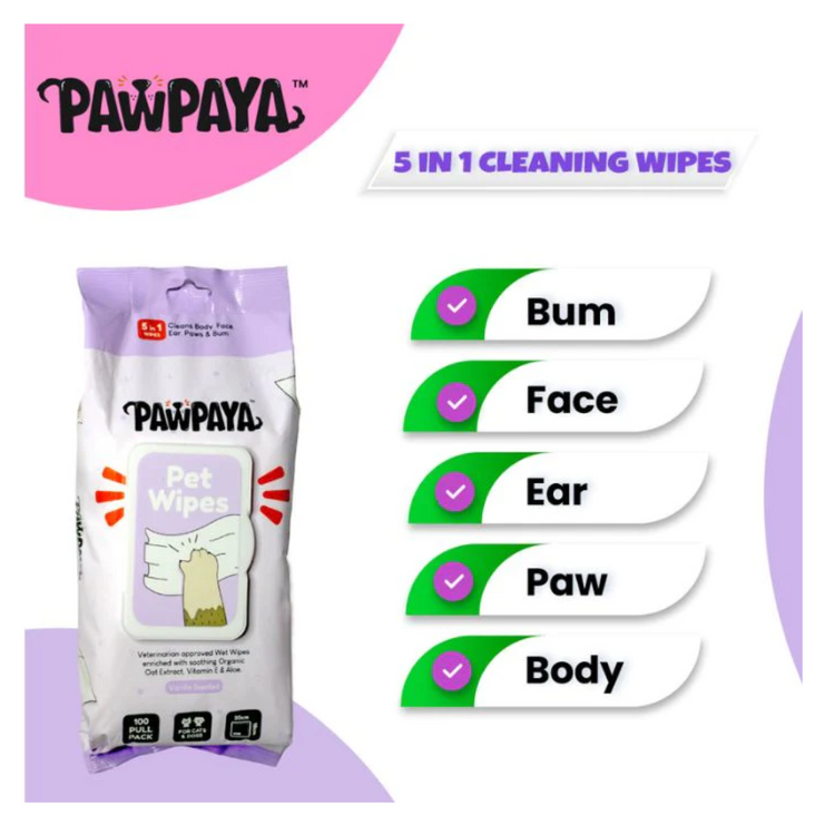 PawPaya Pet Wipes For Cats & Dogs 2Nos.