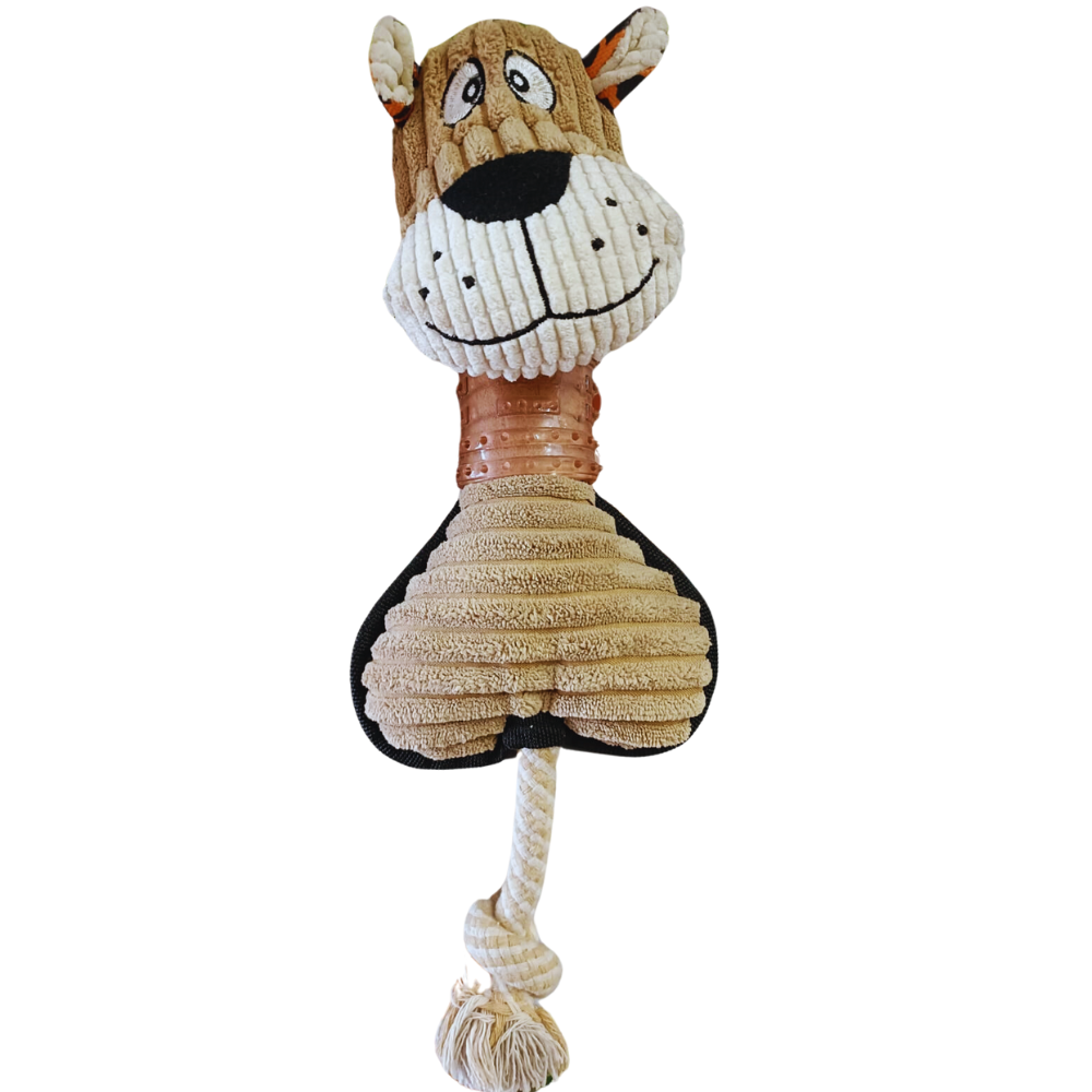 Poochles Squeak Plush With Rope Tail Dog Toy (Assorted)