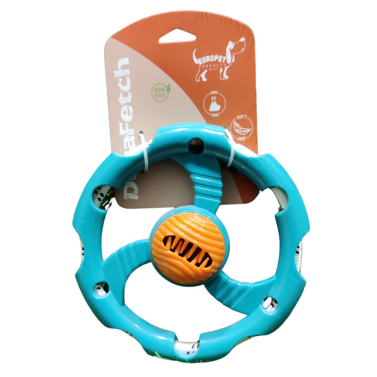 Dura Fetch Stearing Wheel Shaped Dog Fetch and Tug Toy