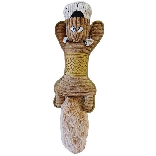 Poochles Squeak At The Tail Plush Dog Toy Tiger