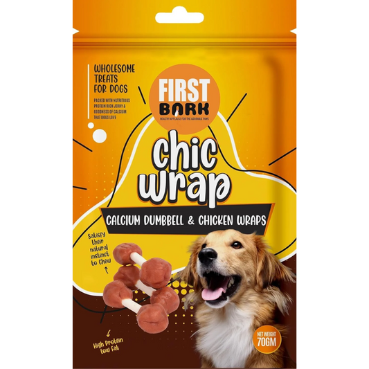 First Bark Chick Wrap Calcium Dumbbell And Chicken Wrap 70gm