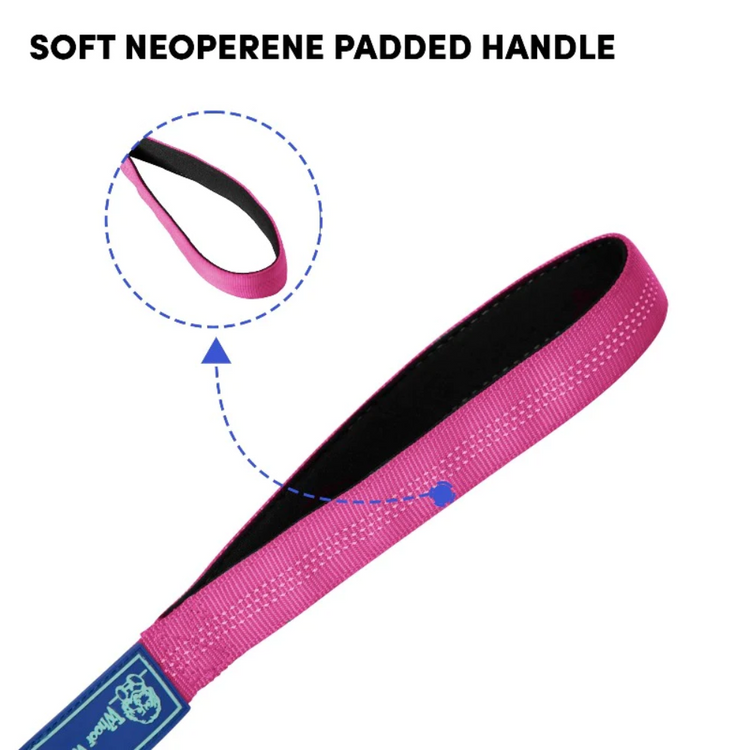 Whoof Whoof Premium Bungee Dog Leash For All Dog Breeds Hot Pink Medium to Large