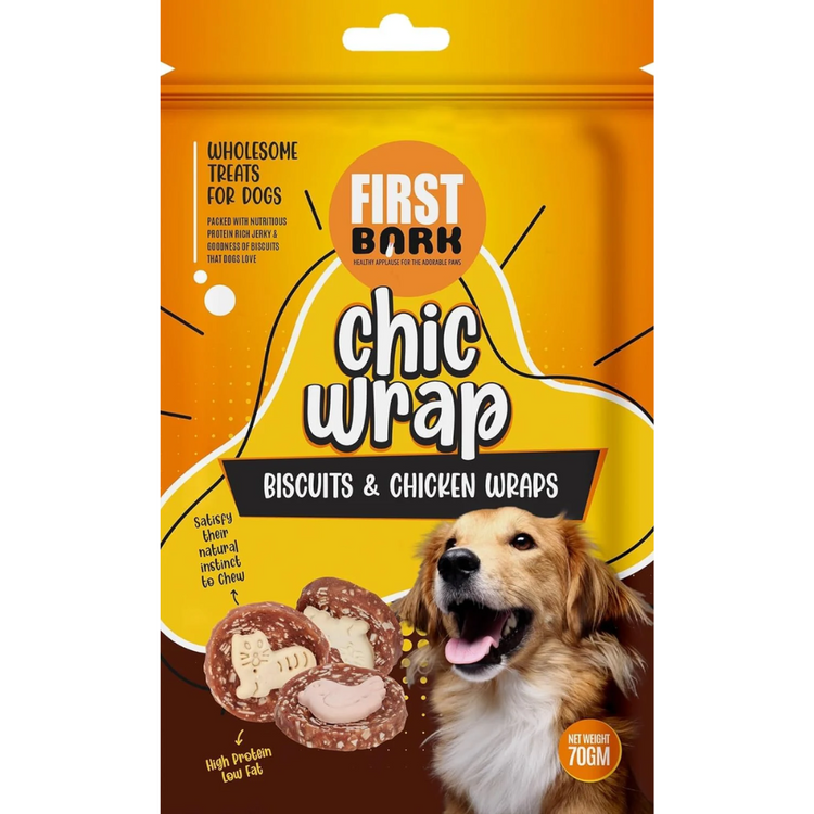 First Bark Chick Wrap Biscuit And Chicken Wraps 70gm