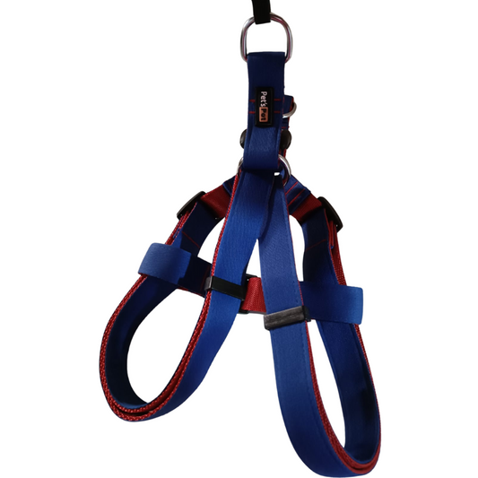 Pet's Pot Pet Walk Premium Step In Harness Blue with Red - Large