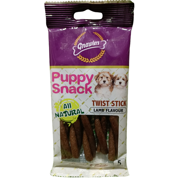 Gnawlers Puppy Snack Twist Stick Lamb Flavor Chew Treat - 3 Nos