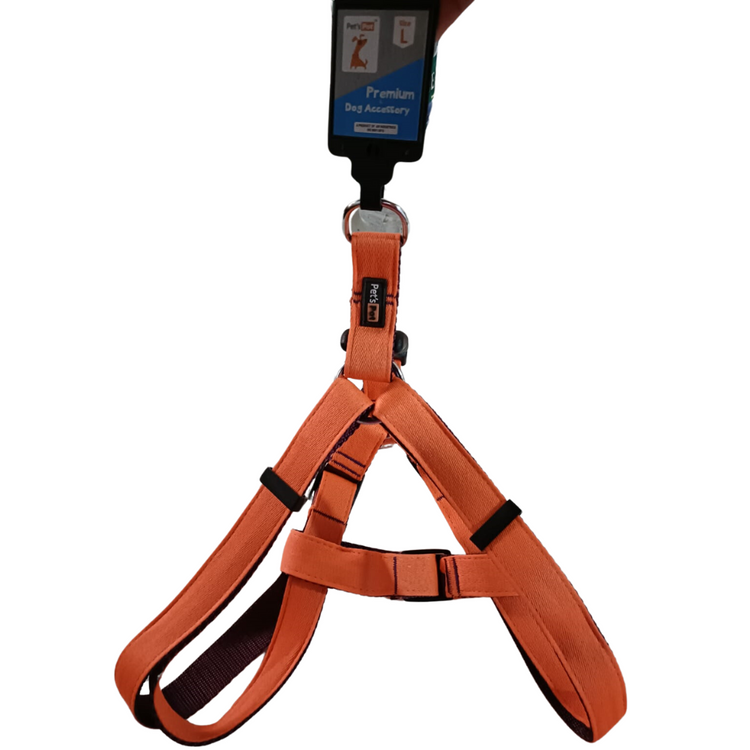 Pet's Pot Pet Walk Premium Step In Harness Orange With Plum - Large