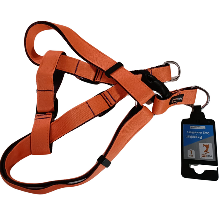 Pet's Pot Pet Walk Premium Step In Harness Orange With Plum - Large