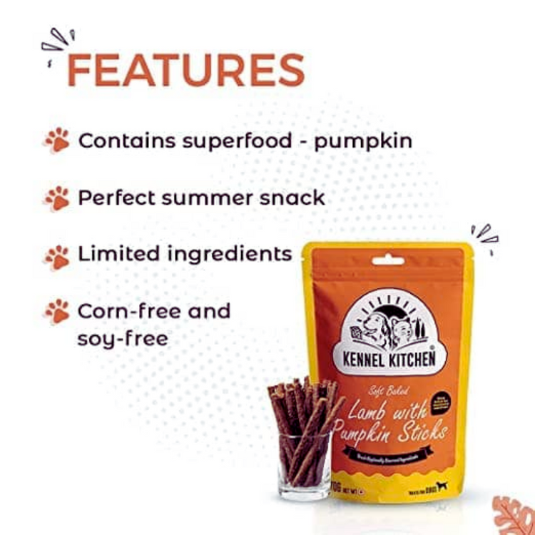 Kennel Kitchen Soft Baked Lamb with Pumkin Sticks - 70g 2nos.