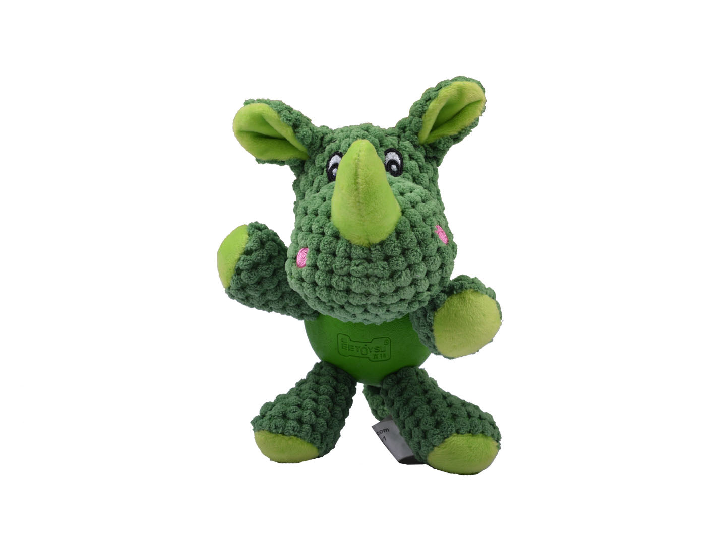"Rawhorn The Rhino" Plush Dog Toy For Puppies And Gentle Chewers