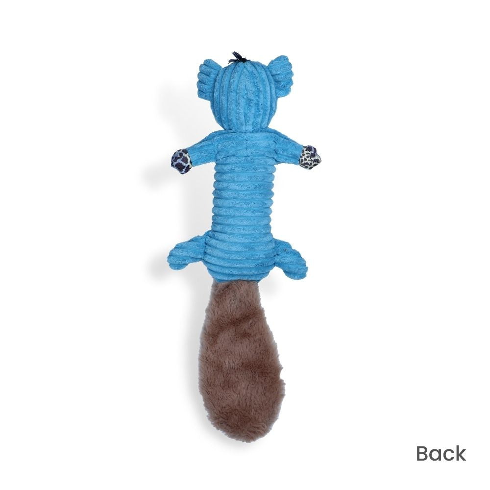 Poochles Squeak At The Tail Plush Dog Toy Blue Beaver