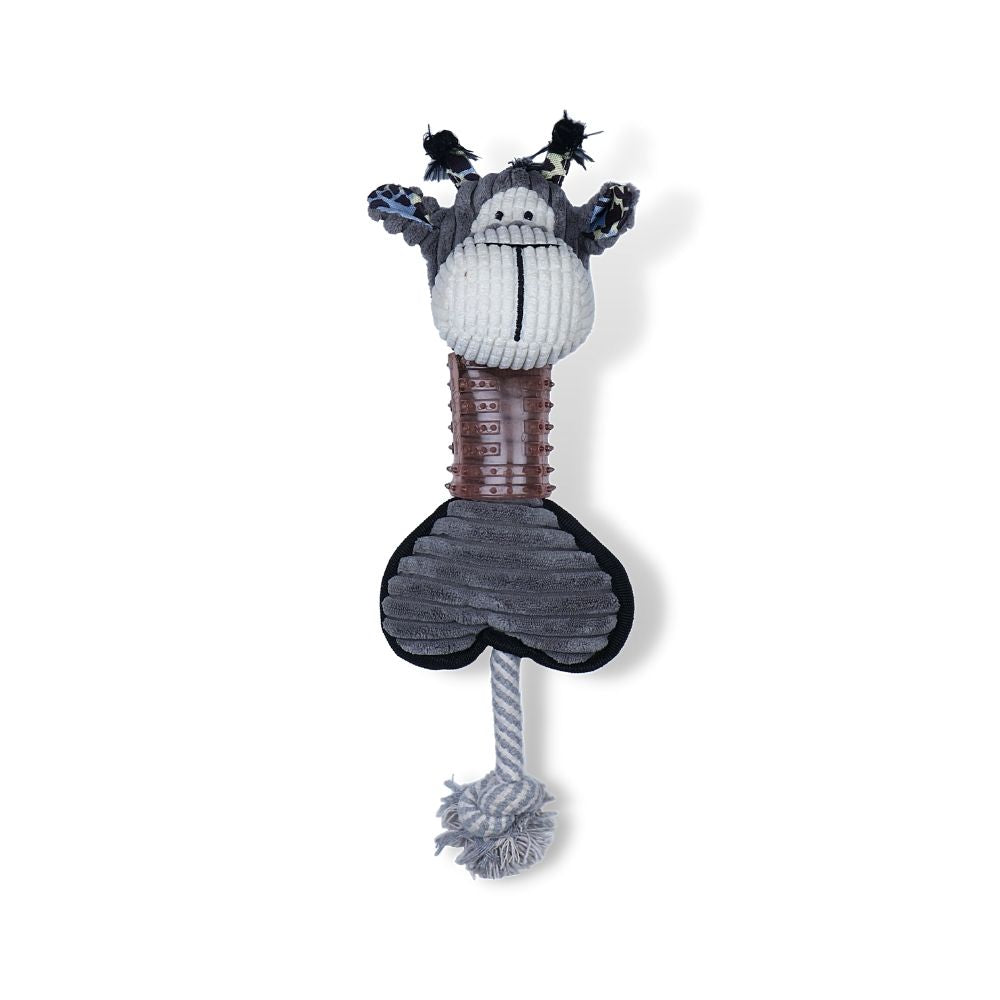 Poochles Squeak Plush With Rope Tail Dog Toy (Assorted)