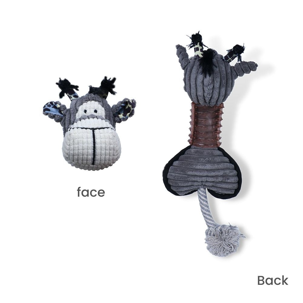 Poochles Squeak Plush With Rope Tail Dog Toy (Assorted)