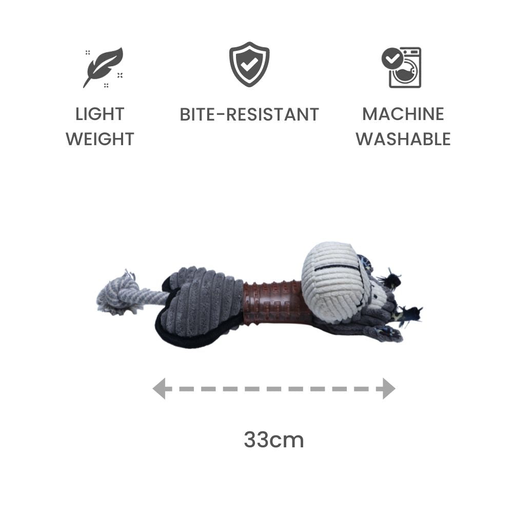 Poochles Squeak Plush With Rope Tail Dog Toy (Assorted)