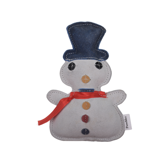Poochles Snowman Shaped Dog Leather Toy For Puppy