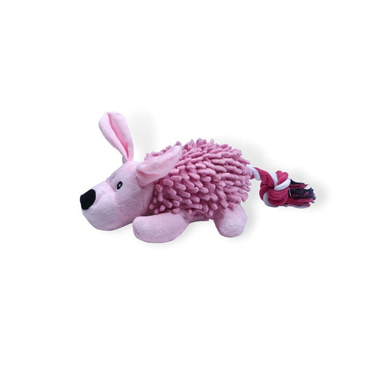 Poochles Cute Squeak Plush Rope Tail Dog Toy